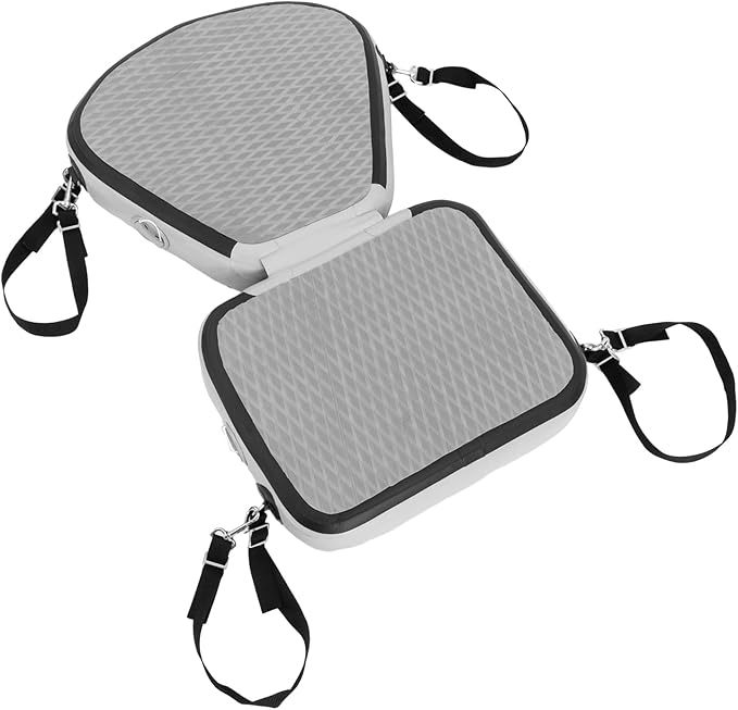 Thickened Kayak Seats with Back Support EVA Universal Paddle Board Seat with 4 Adjustable Straps Inflatable Valve Cover Sit On Top Cushioned Canoe Backrest Seat for SUP,Fishing Boat (Grey)