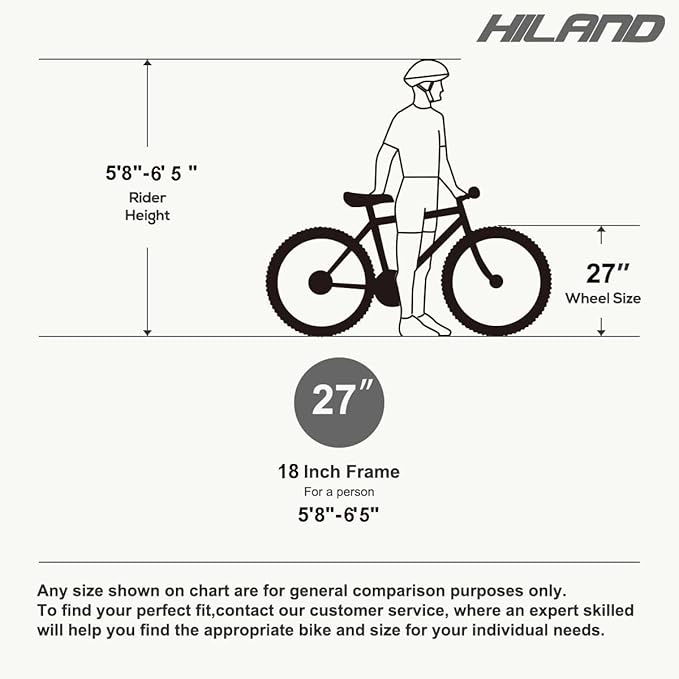 HILAND 27.5 inch Mountain Bike 21 Speeds, Lock-Out Suspension Fork, Aluminum Frame Hydraulic Disc-Brake for Men Women Mens MTB Bicycle Adlut Bike