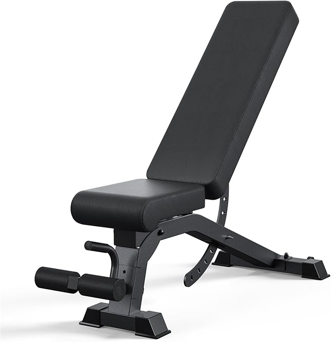 Adjustable Weight Bench with 12x4x4 Positions, 1200LB Heavy Duty Workout Bench for Home Gym, Commercial Incline-Flat-Decline Bench Press for Full Body Fitness, Fully Upright Backrest with 4 Suitable Leg Rest Gears