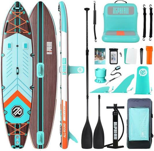 Niphean PRO (Extra Large) Inflatable Paddle Board, 11'6" Stand Up Paddle Board with Pressure Gauge, Inflatable Seat, Multifunctional Base, StabilTrac Fin, Upgraded SUP for Adults, Family, 2+1 Person