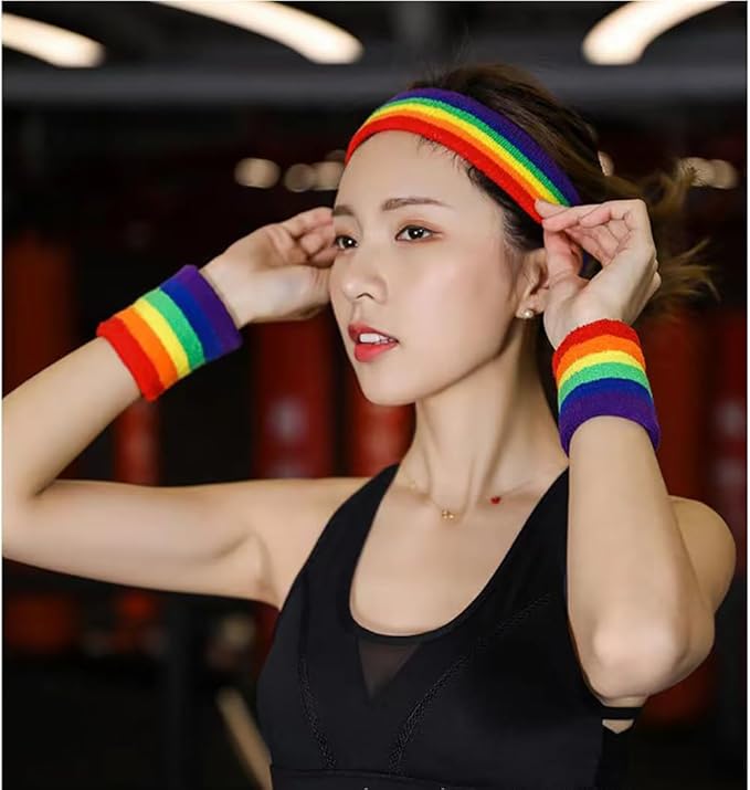 Sweatbands Sports Wristbands for Kids and Women - 3 inch Elastic Athletic Wrist Bands for Tennis, Basketball, Running, Working Out