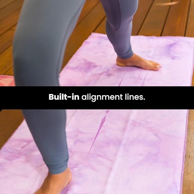 Yoga Drip Yoga Towel - Non Slip Hot Yoga Mat Towel With Corner Pockets, No-Skid Grip, and Built-in Alignment Lines | Soft, Moisture Wicking, and Sweat Absorbent | No Bunching, Stays in Place 72" x 25"