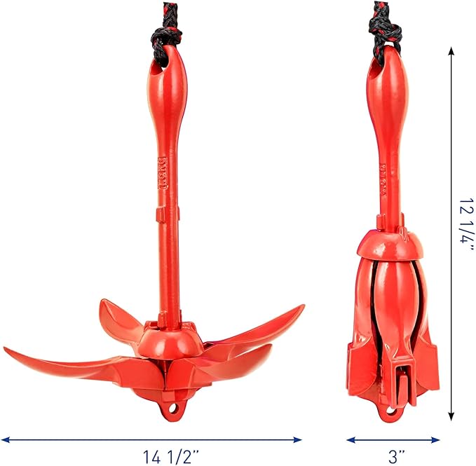 Young Marine Grapnel Anchor Kit for Small Boats, Kayaks, PWC, Jet Ski, Paddle Boards, etc. - 3.5 lbs