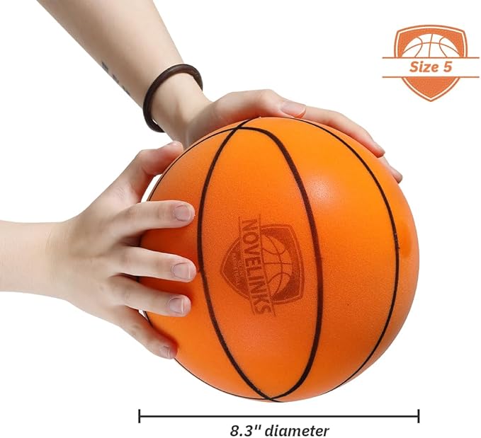 novelinks Silent Basketball Indoor Noiseless Basketball Higher Bounce Training Quiet Ball PU Foam Ball for Indoor Training and Activities