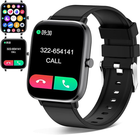 Smart Watch for Men Women (Answer/Make Call) - 1.9" Full Touch Screen Smartwatch iOS Android Compatible, Fitness Tracker Watch with Heart Rate Sleep Monitor, BP, SpO2, Step Counter (Stone Black)