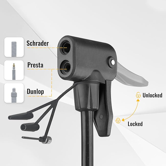 MOHEGIA Bike Floor Pump with Gauge: Air Bicycle Pump with High Pressure 160 PSI,Fits Schrader and Presta Valve -Inflator with Ball Pump Needles for MTB Road Bike, Ball, Balloon, Inflatables