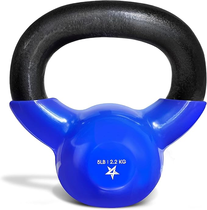 Yes4All Kettlebell, 5-100 LB Vinyl Coated Cast Iron Strength Training Kettlebells for Home Gym Exercises, Fitness, Full Body Workout Equipment, Push Ups, and Grip Strength