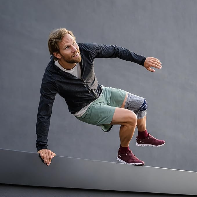 Bauerfeind GenuTrain Knee Support Brace (New Version) - Targeted Support for Pain Relief & Stabilization for Weak, Swollen & Injured Knees & Arthritis - Size 4C, Comfort - Color Nature