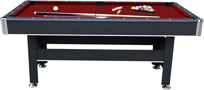 Hathaway Spartan 6 Ft Pool Table, with Ping Pong Multi Game Combo Tables for Family Recreation Game Rooms - Includes Billiard Balls, Cues, Paddles, Brush & More