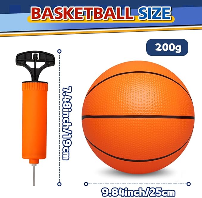 9" Mini Basketball for Indoor Mini Basketball Hoop, 5 Pack Replacement Basketballs Soft Ball for Inflatable Pool, Pool Beach Sandbox Outdoor Sports Gift Bulk for Toddler Kids Adults (with Pump)