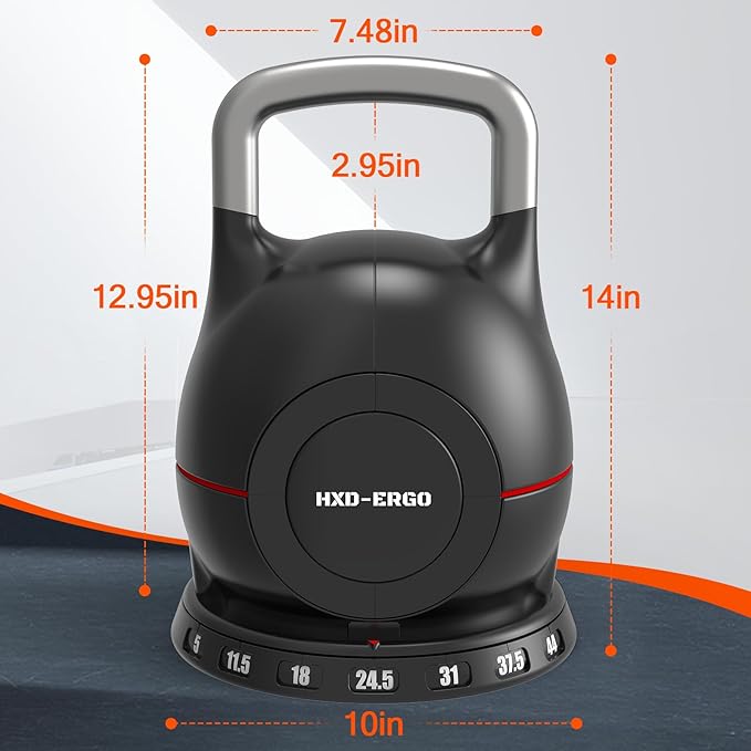 Adjustable Kettlebell Weight Set-Quickly Adjusts 7 Weights,Ergonomic kettlebell sets for Home Gym