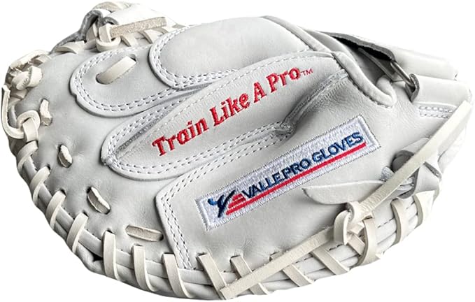 Eagle 27S Strap-Back Baseball Catcher’s Training Mitt - Padded Leather Glove for Catching, Transfers, Eye Coordination & Pocket Awareness - Sports Essentials - White, 27”