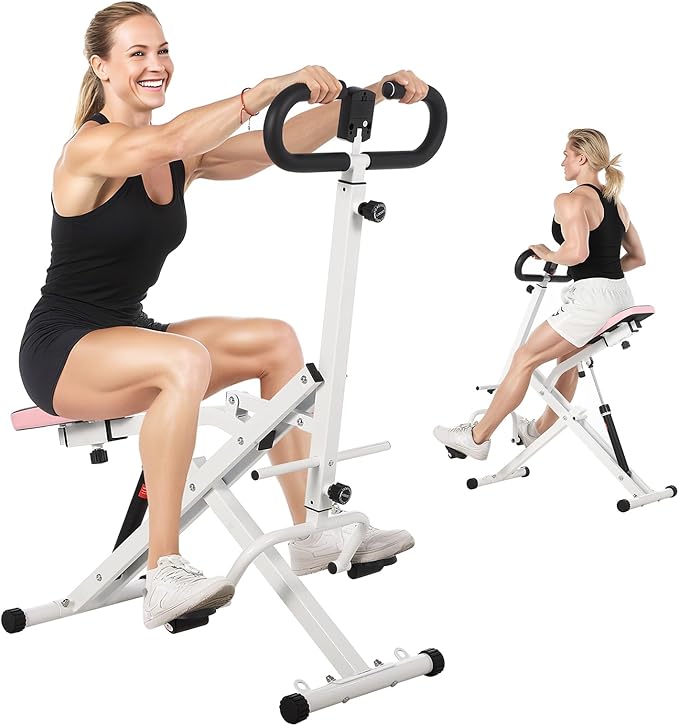 Squat Machine for Home, Squat Assist Trainer with Adjustable 12-Level Resistance, Foldable and Easy Setup Squat Ride Rowing Machine for Women, Full Body Workout Gym for Glutes Legs Workout, 350 LBS Ca