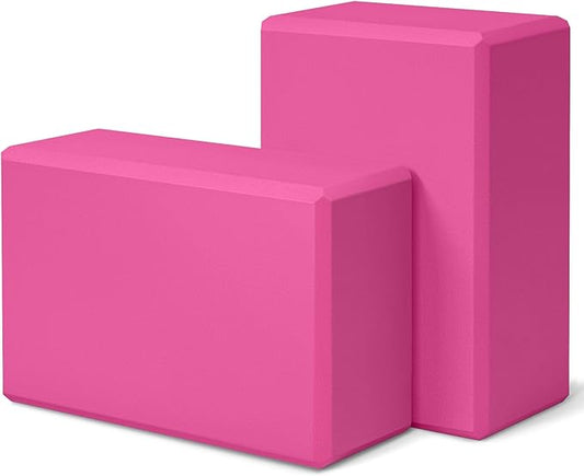 Yoga Block 2 Pack 9"x6"x3", Sturdy Yoga Foam Blocks, High Density & Non Slip Surface for Pilates & Stretching, Fitness Accessories for Stability & Balance