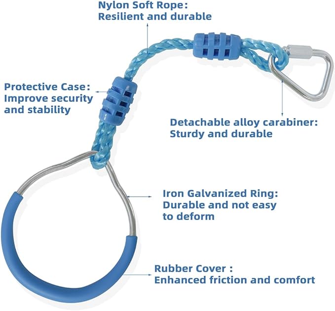 Ninja Ring Fitness Gymnastic Ring Climbing Bar Workout Outdoor Backyard Playground Training Equipment Play Set, Jungle Gym Fist Hanging Swing Monkey Bars Ninja Warrior Obstacle Course Trapeze Playsets