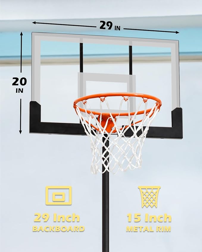 WIN.MAX Basketball Hoop Outdoor with Shatterproof Backboard and Larger Base, Portable Basketball Hoop Goal System Youth/Adults in Backyard/Driveway/Poolside