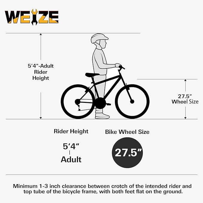 WEIZE Mountain Bike, 26/27.5 inch Outdoor Cycling Bike,18-Speed/High-Carbon Steel/Dual Full Suspension, Adjustable Ergonomic Seat for Men Women Adult, MTB Bicycle with Suspension Fork,Sleek Colors