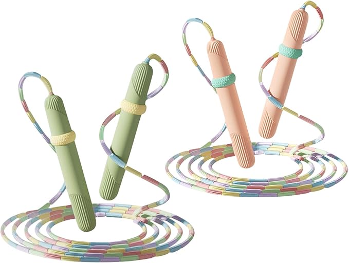 Beaded Jump Rope 1 Pack/2 Pack, ACEONE Segmented Skipping Rope for Kids Adults, Adjustable Tangle-Free Toddler Jumping Rope for Fitness Exercise Training