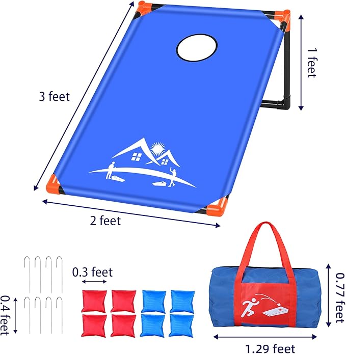 NZQXJXZ 3x2 ft Cornhole Board Set with 8 Bean Bags and Carrying Bag, Outdoor Toss Game Set for Kids and Adults, Portable Corn Hole Sets for Beach Lawn Backyard