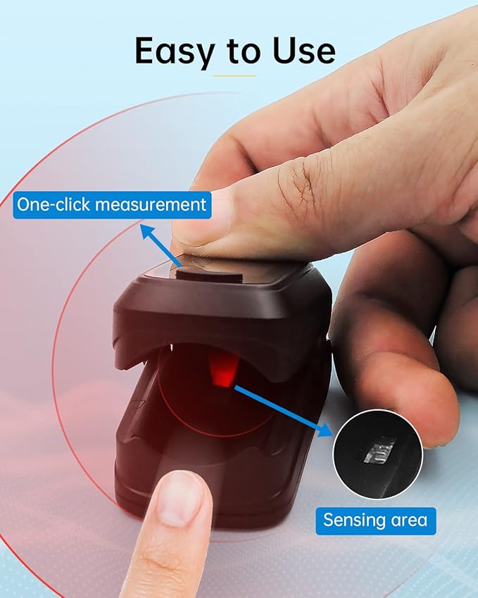 Fingertip Pulse Oximeter Blood Oxygen Monitor Pulse Ox, Heart Rate and Fast Spo2 Reading Oxygen Meter with OLED Screen Included Batteries and Lanyard