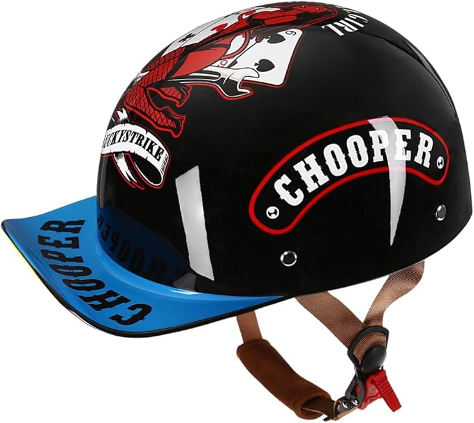 Vintage Retro Open Face Motorcycle Helmet Baseball Cap Half Helmets with pull-down Lens for Men Women Moped Cap Jet Scooter Street Cruiser - DOT Certified (Witch,Large)