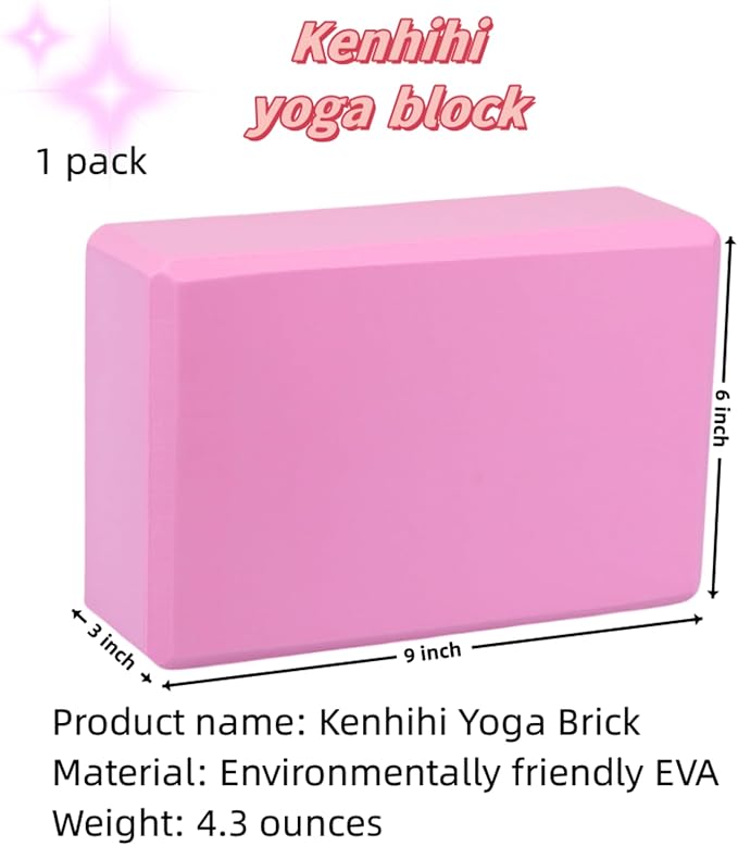 Yoga Block - Unsupported Latex Eva foam - Soft non slip surface with bevel for yoga, pilates, meditation - Yoga accessories for stability, balance and deep stretching
