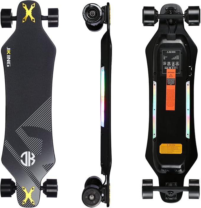 JKING Electric Skateboard Electric Longboard with Remote Control Electric Skateboard,900W Hub-Motor,26 MPH Top Speed,21.8 Miles Range,3 Speed Adjustment,Max Load 330 Lbs,6 Months Warranty