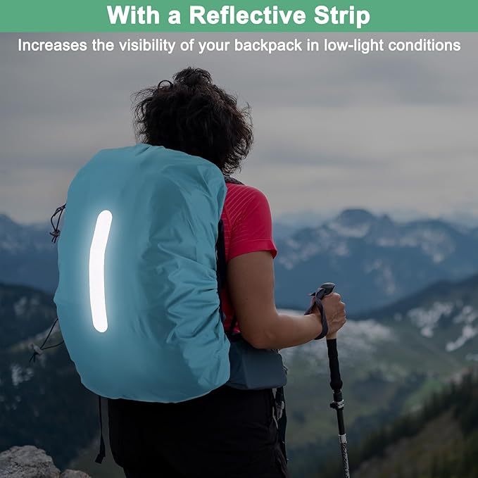 Waterproof Backpack Rain Cover Waterproof Backpack Cover, Bag Rain Cover with A Vertical Reflective Strap for Hiking/Biking/Camping/Outdoor Traveling