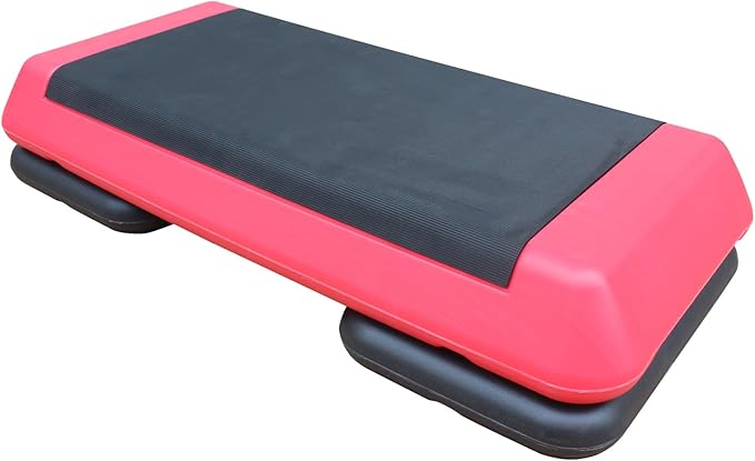 Adjustable Aerobic Stepper | Exercise Step Platform with 2 Risers | Fitness Workout Trainer for Cardio, Lunges, Push-ups & Sit-ups