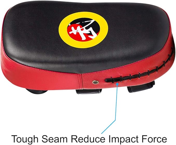 TLBTEK Taekwondo Kick Shield - Muay Thai MMA Karate Kickboxing Training Pads - Curved Leather Strike Shield