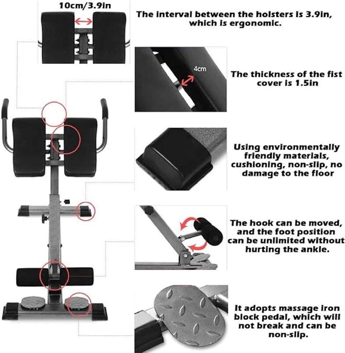 Roman Chair Back Hyper Extension Bench Adjustable Exercise Machine for Home Gym Abdominal Workout Equipment Foldable 30-40-50 Degrees Adjustable