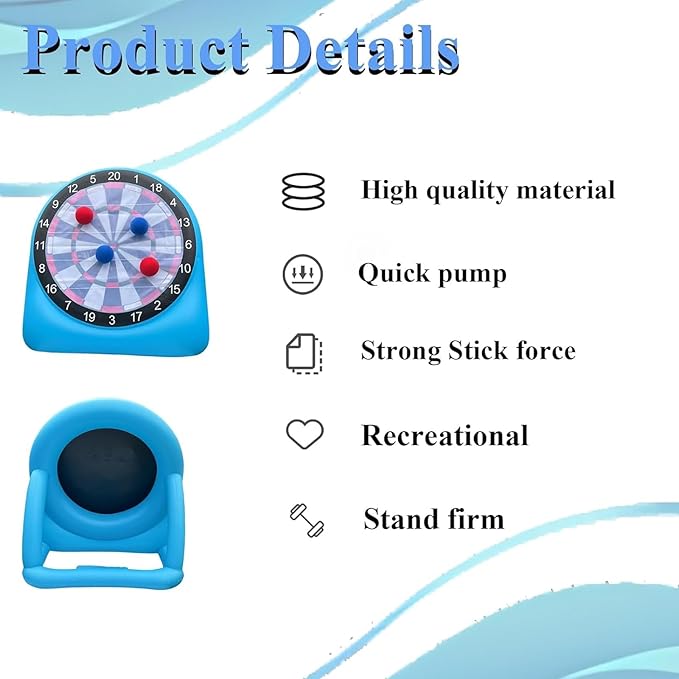 Giant Dart Board Inflatable with Pump, Outdoor and Indoor Soccer Sport Kick Dartboard for Kids and Adults, Darts Board Yard Game with 20 Golf Balls, 4 Sticky Balls, 2 Soccers, Chipping Mat, Scoreboard