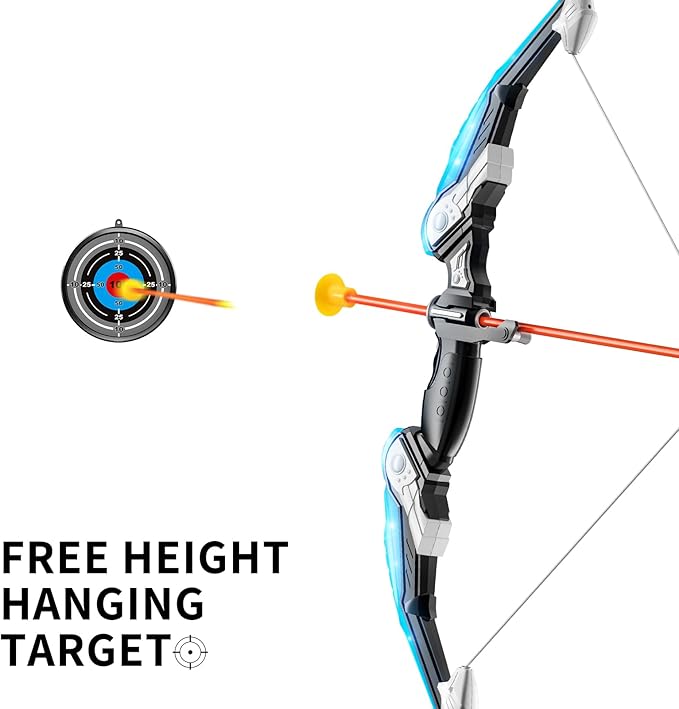 2 Pack Set Bow and Arrow Archery Toy for Kids, LED Light Up with 20 Suction Cup Arrows Target & Quiver, Outdoor Toys Kids Boys Girls Ages 3-12 Years Old
