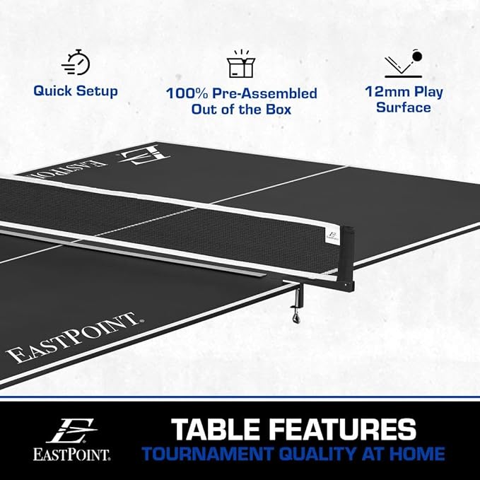 EastPoint Sports Ping Pong Conversion Top, Foldable Table Tennis Topper, Lightweight and Portable, Zero Assembly Required, Blue