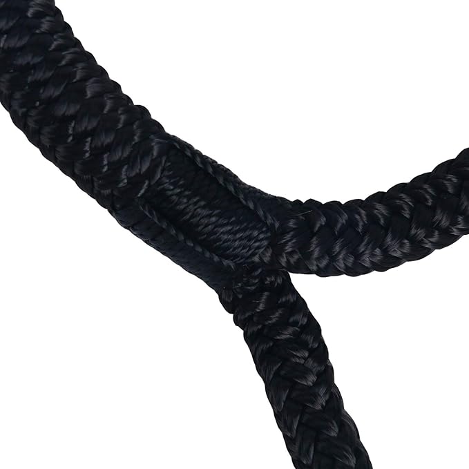 Amarine Made Pair of Double Braided Nylon Dock Lines 4840 lbs Breaking Strength (L:50 ft. D:1/2 inch Eyelet: 12 inch) 2 Pack of Marine Mooring Rope Boat Dock Lines Working Load Limit:968 lbs