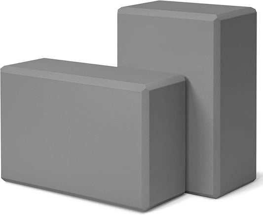 Yoga Block 2 Pack 9"x6"x3", Sturdy Yoga Foam Blocks, High Density & Non Slip Surface for Pilates & Stretching, Fitness Accessories for Stability & Balance