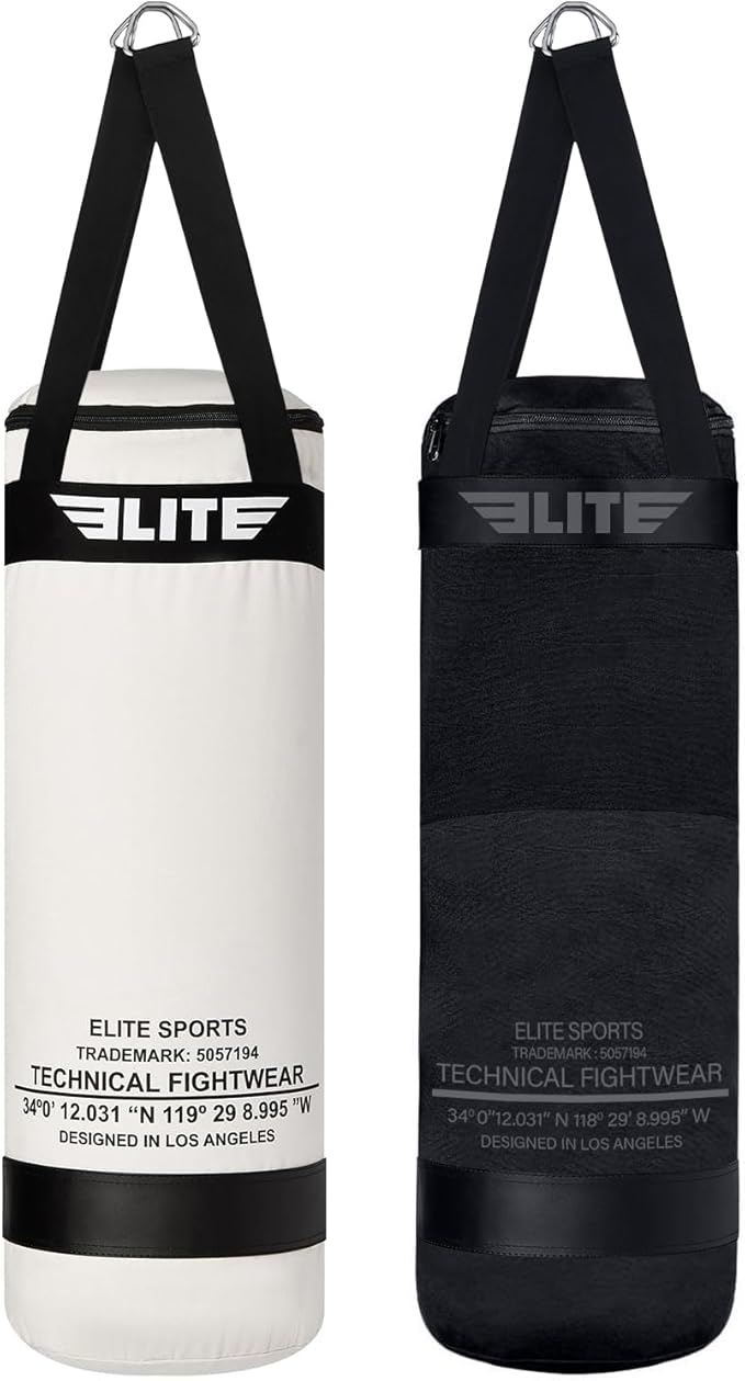 Elite Sports Boxing Bag – Heavy Duty Canvas Punching Bag with Straps for Boxing, Training, MMA, Muay Thai, Kickboxing, Martial Arts & Fitness – Unfilled Heavy Bag