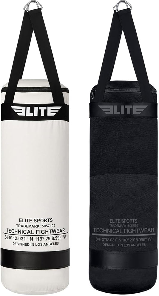 Elite Sports Boxing Bag – Heavy Duty Canvas Punching Bag with Straps for Boxing, Training, MMA, Muay Thai, Kickboxing, Martial Arts & Fitness – Unfilled Heavy Bag