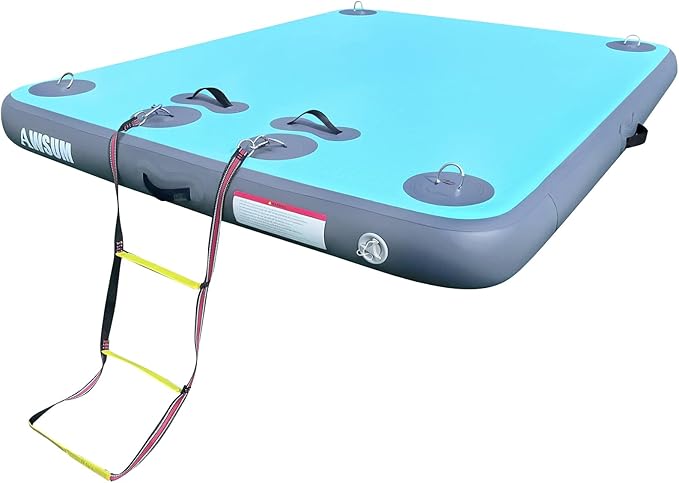 AWSUM Inflatable Floating Dock Air Dock Platform, 6ft/8ft Non-Slip Inflatable Water Mat Floating Island Raft for Lake Pool Beach Ocean