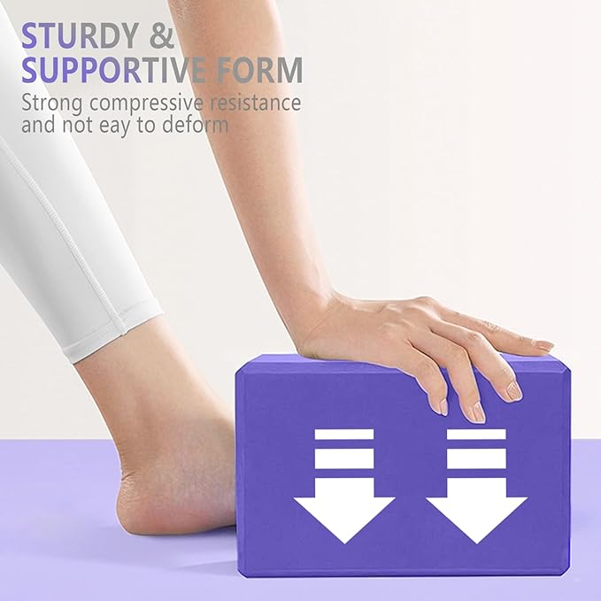2 Pack 9‘’x6‘’x4‘’ Yoga Blocks with Stretch, Durable Yoga Foam Blocks, High Density & Non Slip Surface for Yoga, Pilates, Stretching, Dance, Ballet, Gymnastics,Fitness for Stability & Balance