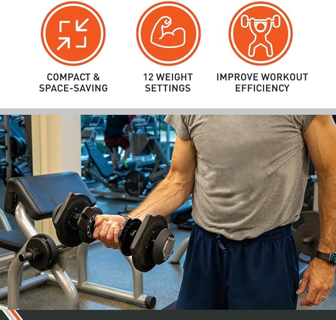 BodySport 40 Pound Adjustable Dumbbells – Includes 12 Free Weights, Ranging from 3 to 40 Pounds, Ideal for Home Gym Workouts and Weight Training