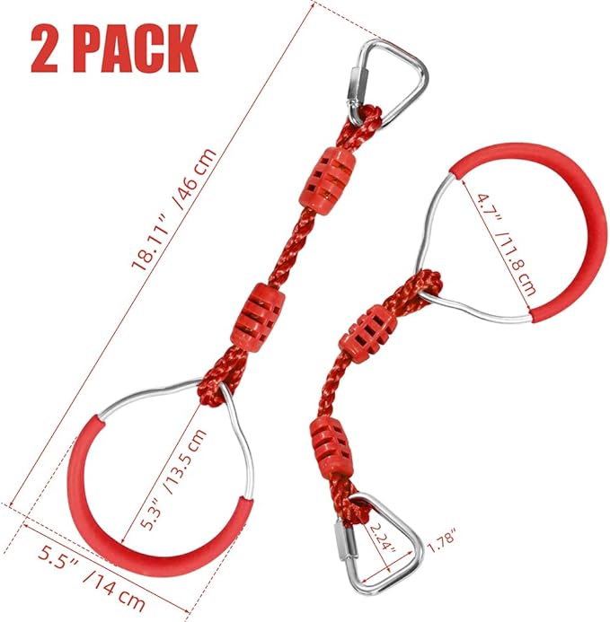 Ninja Ring Fitness Gymnastic Ring Climbing Bar Workout Outdoor Backyard Playground Training Equipment Play Set, Jungle Gym Fist Hanging Swing Monkey Bars Ninja Warrior Obstacle Course Trapeze Playsets