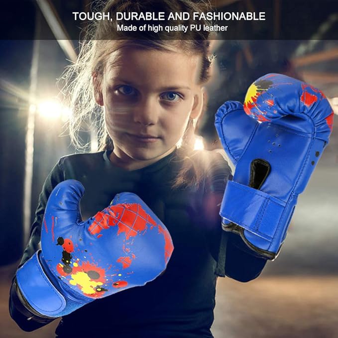 Boxing Gloves for Kids 2-11, PU Kids Boxing Gloves for 3-8 Years, Toddler Boxing Glove with EVA Sponge Filling, Comfortable Boxing Glove for Toddlers Girls and Boys (Blue)