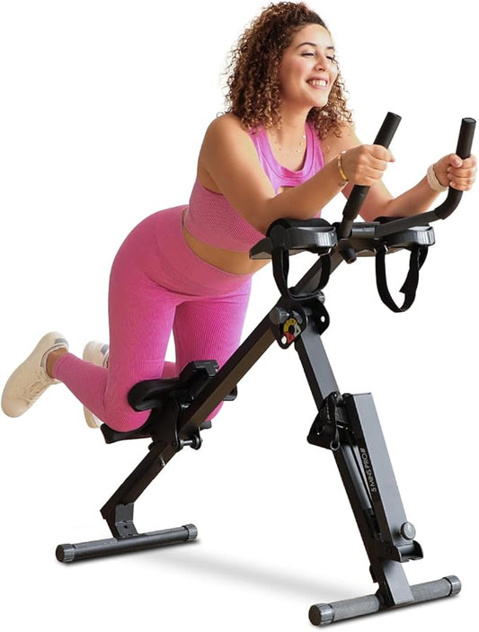 TOUSAINS 3 in 1 Rowing Machine, Ab Machine with Resistance Bands, Abdominal Trainers for Full Body Workout, Fitness Foldable Equipment Rowing Machine for Home Gym