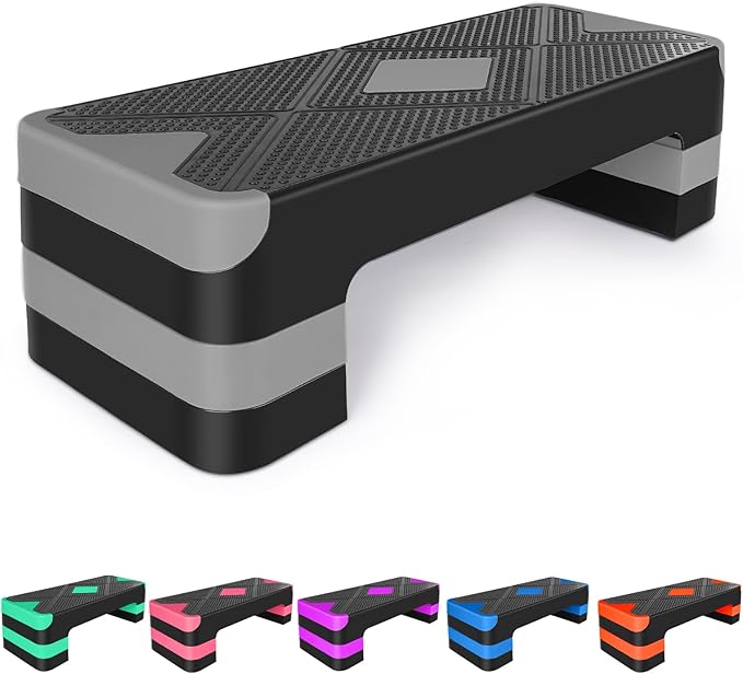 Exercise Workout Aerobic Step Platform Trainer, 27" Aerobic Stepper with 4"-6"-8" Adjustable Height Risers