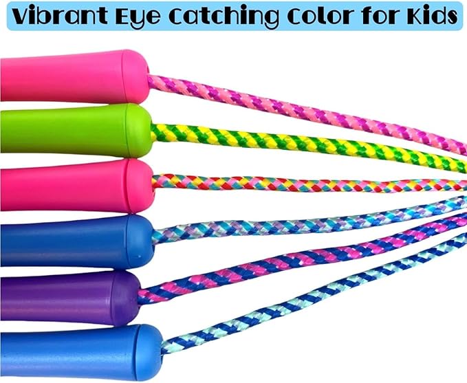 GiftExpress Adjustable Size Colorful Jump Rope for Kids and Teens - Outdoor Indoor Fun Games Skipping Rope Exercise Fitness Activity and Party Favor