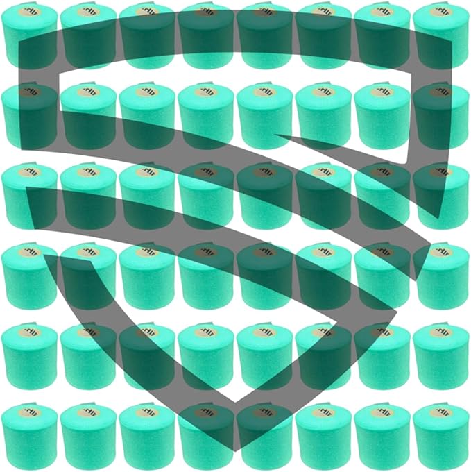 Shield Athletic Underwrap | Bulk Case of 48 Rolls of PreWrap, Hair Tie, Headband, Patellar Support, Pre-Wrap Athletic Tape, 2.75" X 30 SYards, Foam Barrier, Flexible, Breathable (Teal)