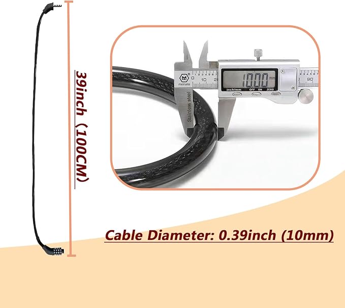 4-Digit Combination Bike Lock - Heavy Duty Anti Theft Cable Lock with Keyless Security, Weatherproof Design for Bicycle, E-Bike, Scooter,Motorcycles,Mountain Bike,Road Bike,Metal Sliding Door