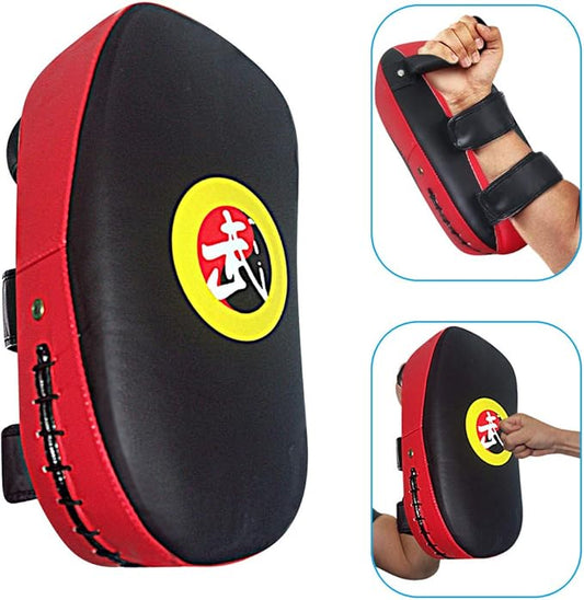 TLBTEK Taekwondo Kick Shield - Muay Thai MMA Karate Kickboxing Training Pads - Curved Leather Strike Shield