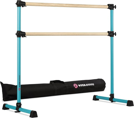VITA Barre Portable Freestanding Double Ballet Barre, Prodigy, with Carry Bag | Adjustable Height, USA Made, Home or Gym Exercise Equipment for Kids & Adults | Dance, Fitness, Pilates